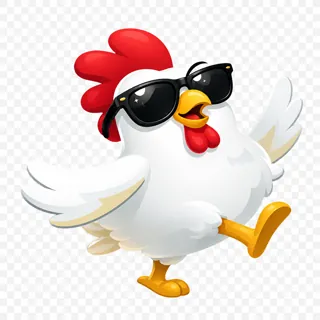 चिकन रोड आसान मोड — सनग्लासेस वाली रिलैक्स्ड मुर्गी